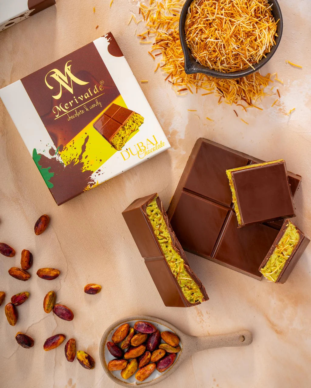Merivalde Premium Dubai Schokolade 100g - Handgemacht