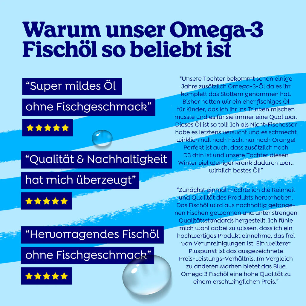 Arctic Blue Omega 3 DHA- und EPA-Fischöl mit Vitamin D3 (Orangengeschmack) - MSC - 250 ml - Erhältlich ab 15.6.26