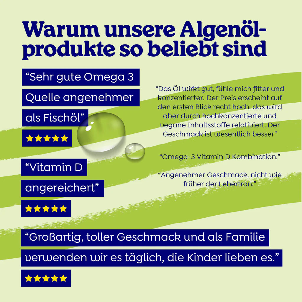 Arctic Blue Omega 3 Algenöl DHA + EPA und Hanfsamenöl ALA mit Vitamin D3 - Erhältlich ab 15.6.26