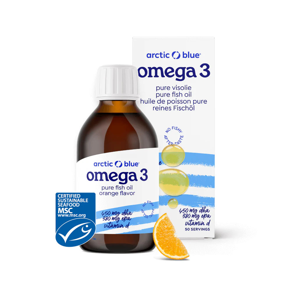 Arctic Blue Omega 3 DHA- und EPA-Fischöl mit Vitamin D3 (Orangengeschmack) - MSC - 250 ml - Erhältlich ab 15.6.26