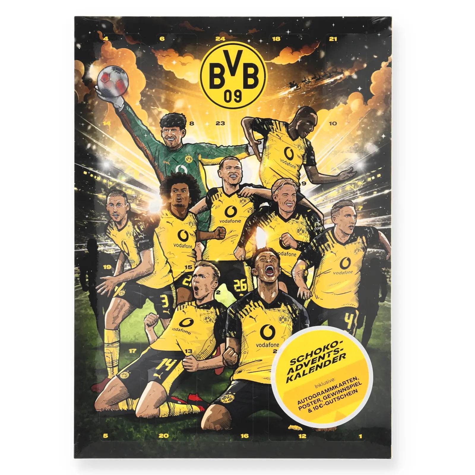 BVB Schoko-Adventskalender - Frohe Weihnachten - Beispielbild weicht vom Original ab - Echter Fanartikel von Borrusia Dortmund / Beim Original kann man noch FÜR:______________ ergänzen