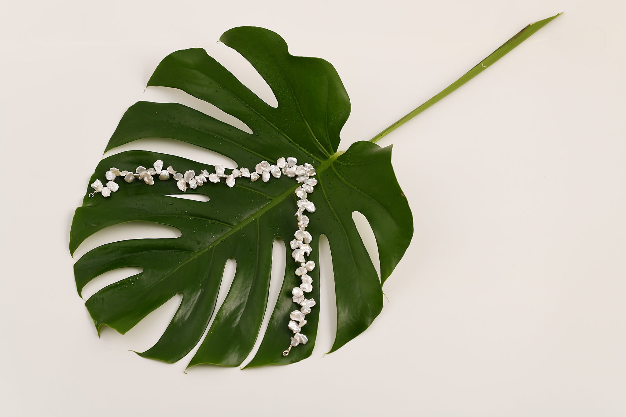 Collier de perles d'eau douce blanches et blanches argentées