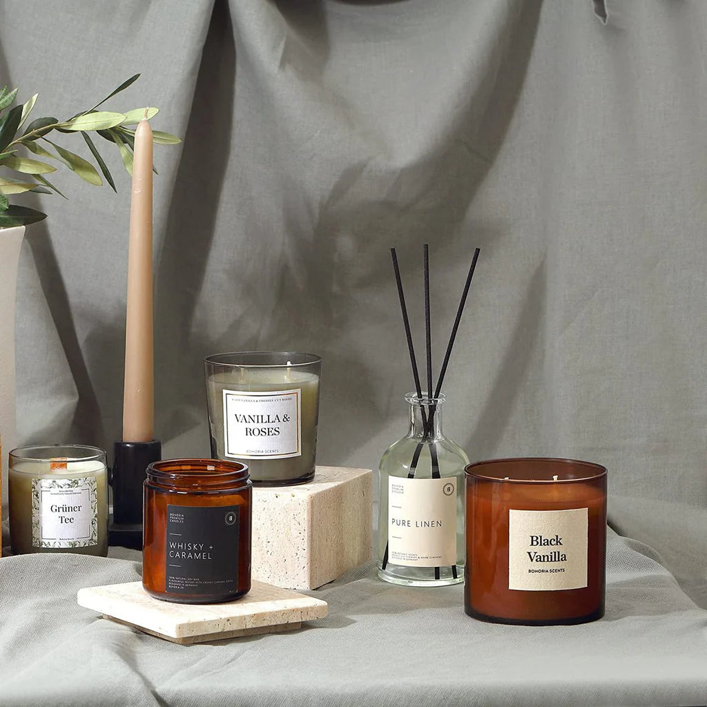 Bougie d'aromathérapie premium à la lavande et à la camomille BOHORIA® I – Bougie parfumée