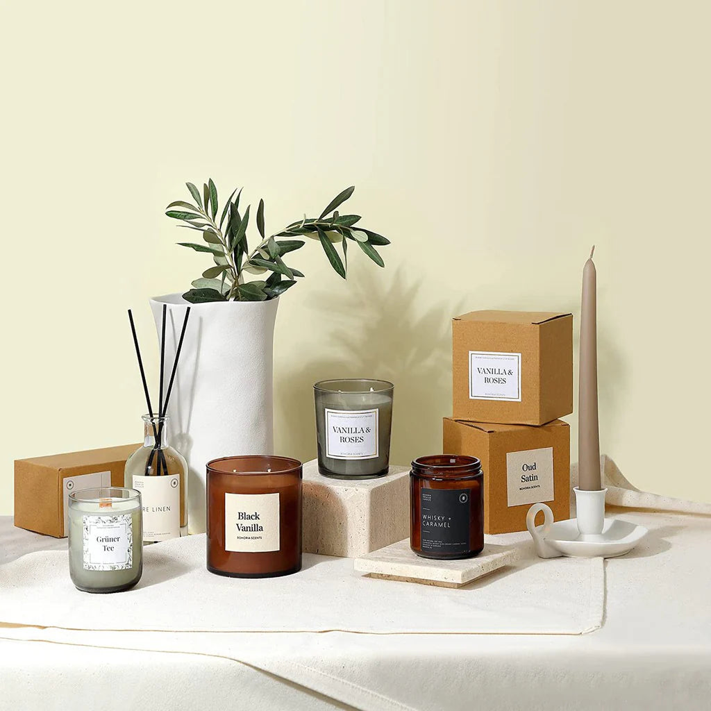 Bougie d'aromathérapie premium à la lavande et à la camomille BOHORIA® I – Bougie parfumée