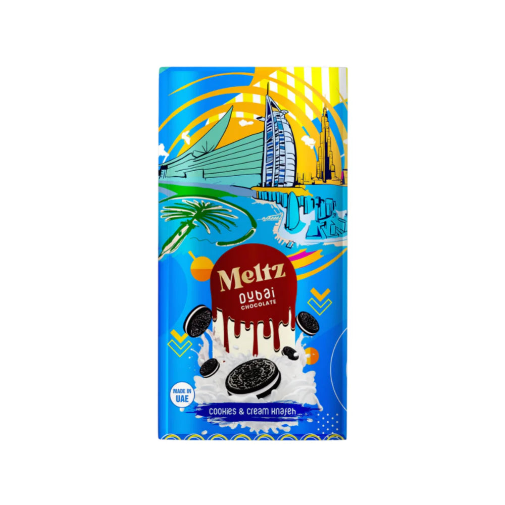 Meltz Dubai Schokolade – Cookies & Cream mit Knafeh-Füllung (75g)