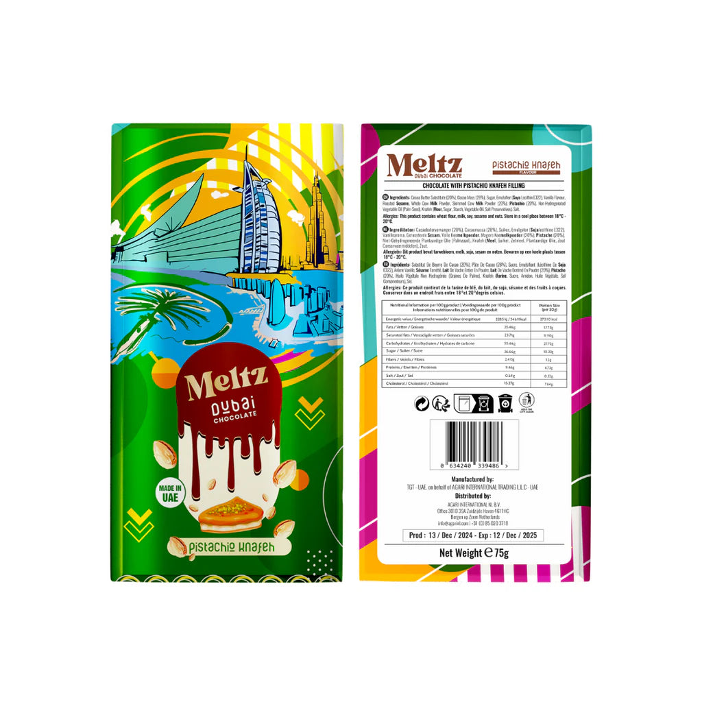 Meltz Original Dubai Schokolade - Pistazien knafeh (75g) - Made in Dubai