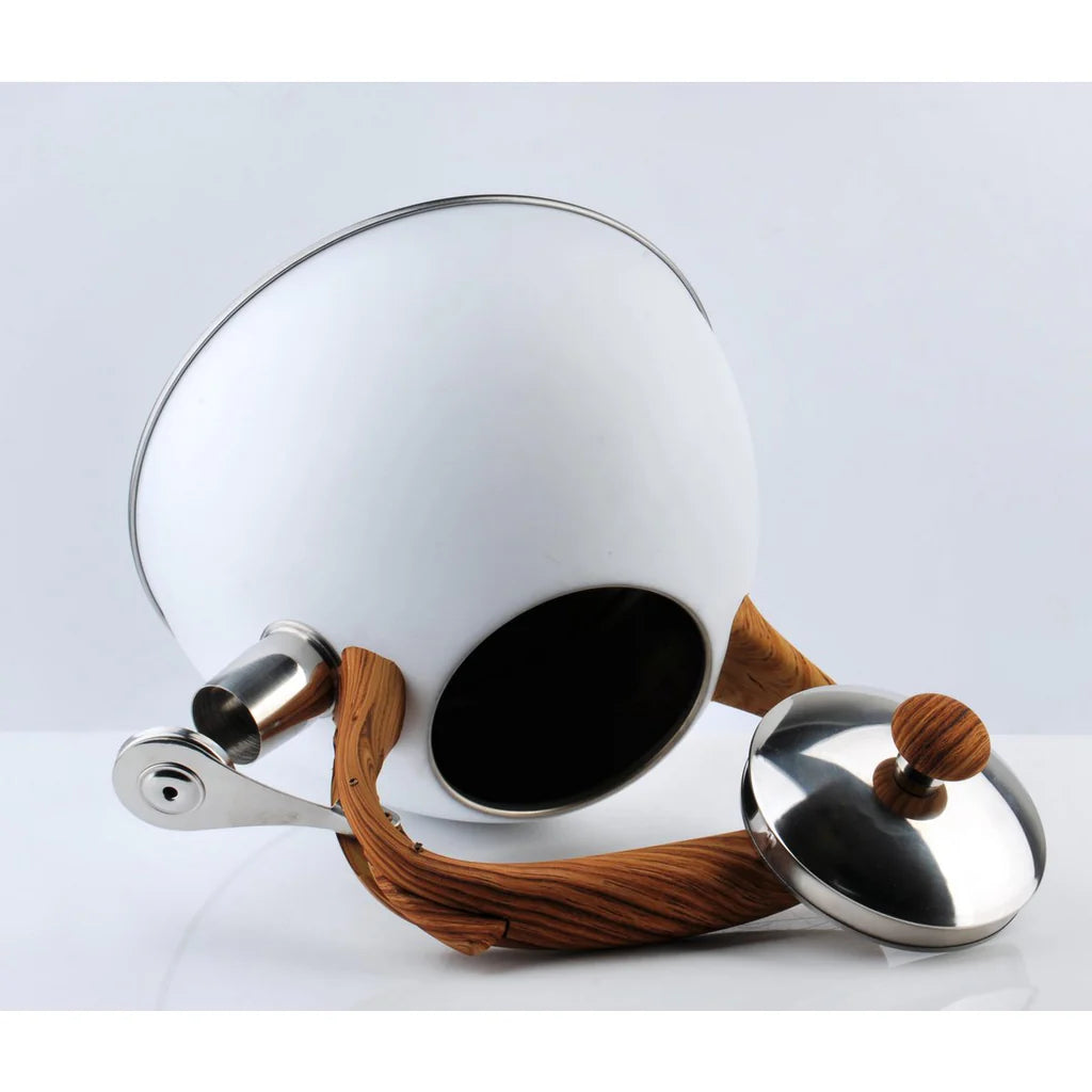 Théière moderne I Cookini par MONDEX I Blanche et élégante poignée en bois 3 L