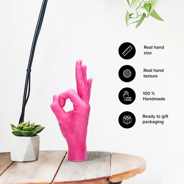 Bougie OK | Main de bougie | Signe de la main OK | Rose