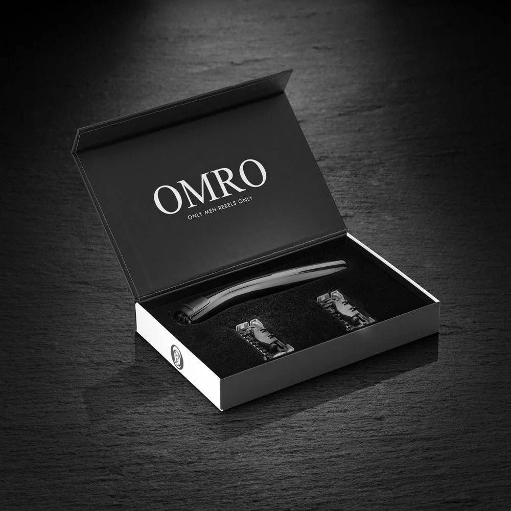 OMRO | RASIERER Elegant Glide | Rasierset schwarz | 5-Klingen Technologie + Trimmklinge