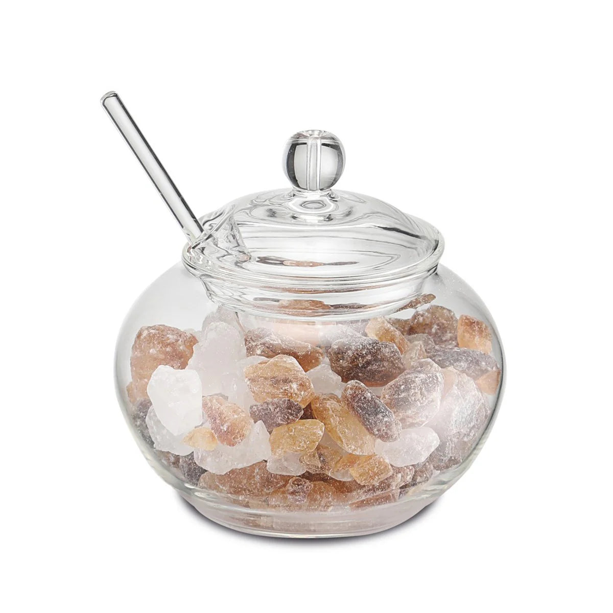 Sucrier Karl Weis I en verre avec couvercle et cuillère