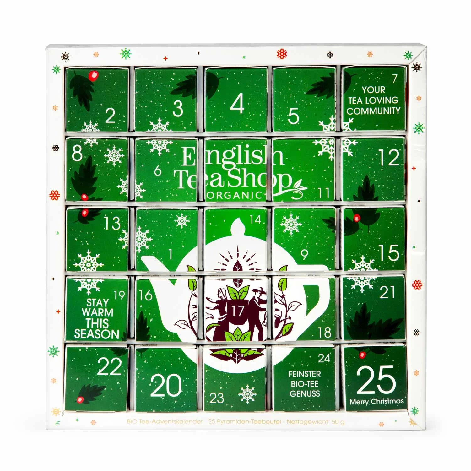 Puzzle Tee Adventskalender "Happy Holiday", BIO, 25 einzelne Boxen - Jetzt vorbestellen erhältlich ab 1.11.2025