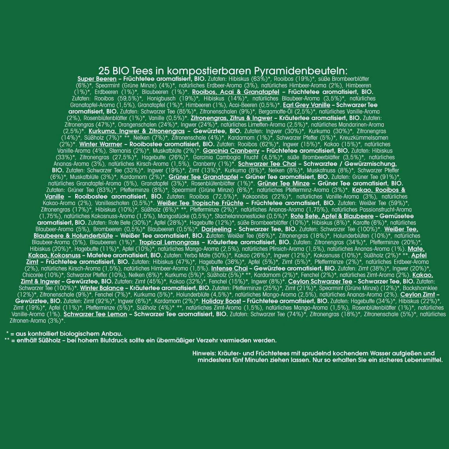 Tee Adventskalender "Mosaik grün", BIO, 25 Pyramidenbeutel - Jetzt vorbestellen erhältlich ab 1.11.2025