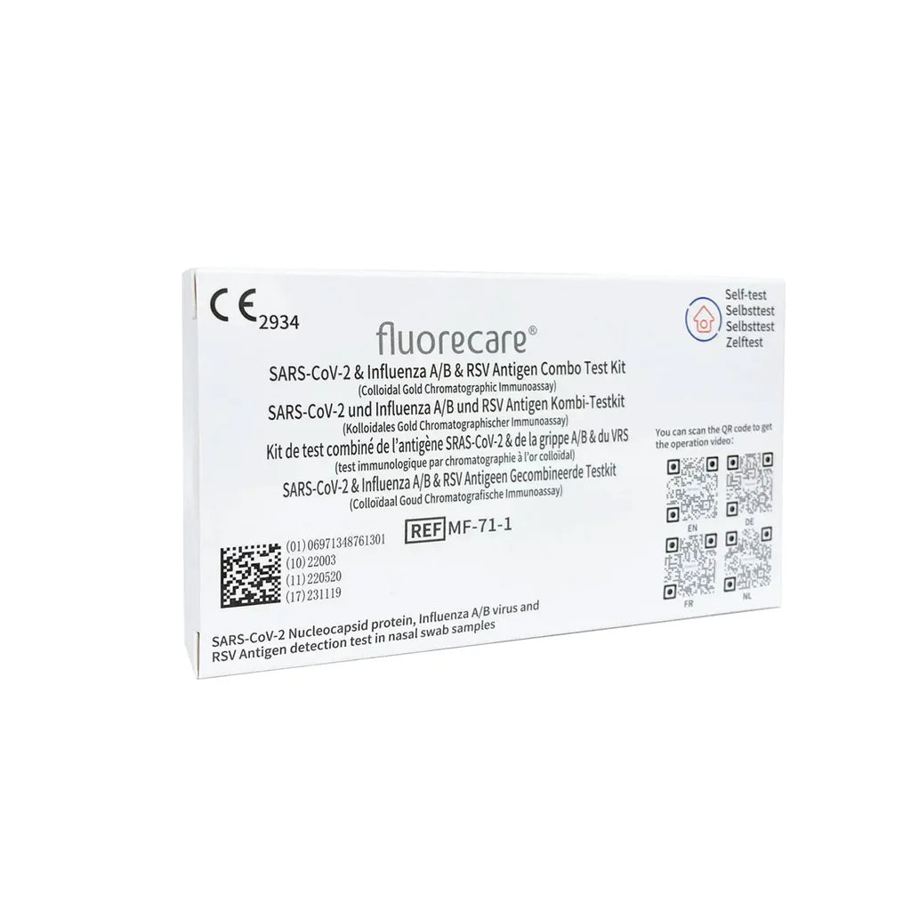 fluorecare® 4in1 SARS-CoV-2, Influenza A/B & RSV Combo-Schnelltest - langes MHD 07/26