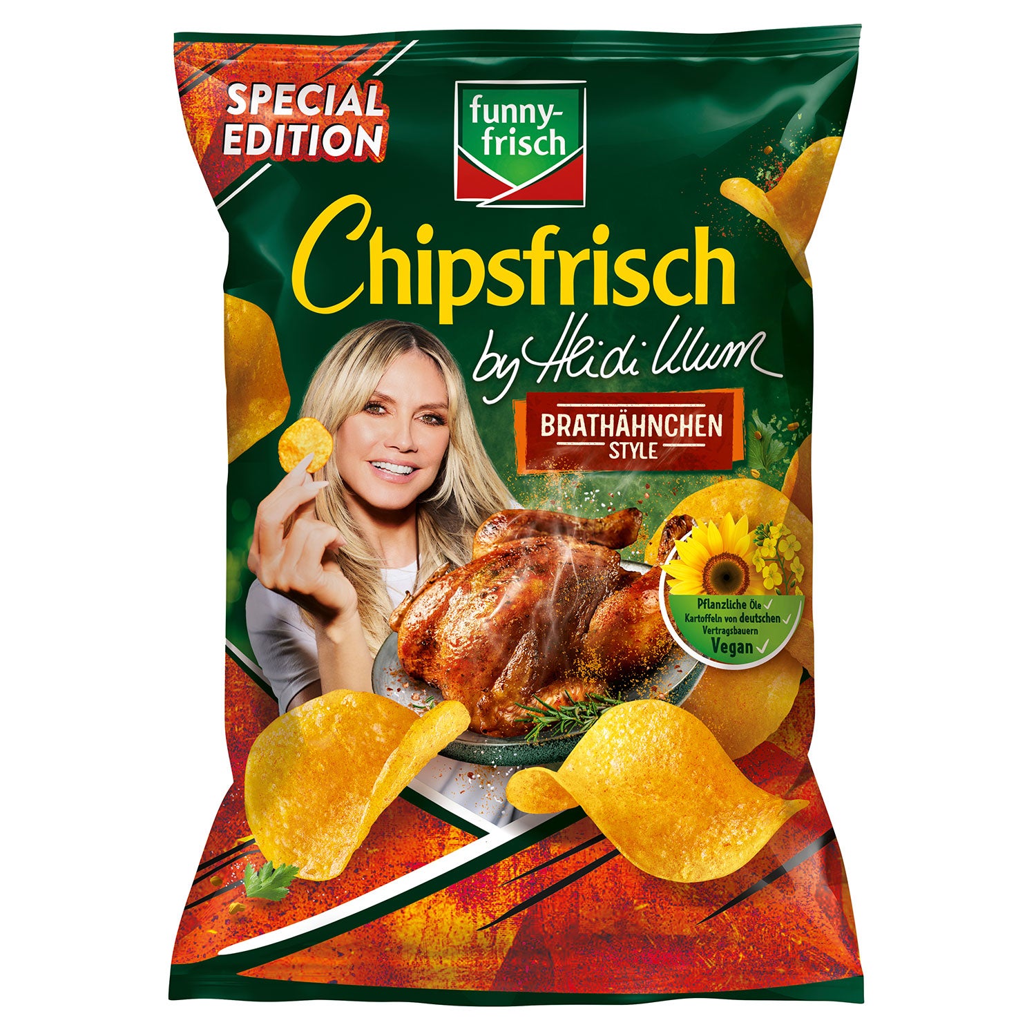 funny-frisch Chipsfrisch Heidi Klum Brathähnchen 130g - Genussmoment noch offen - Infos folgen