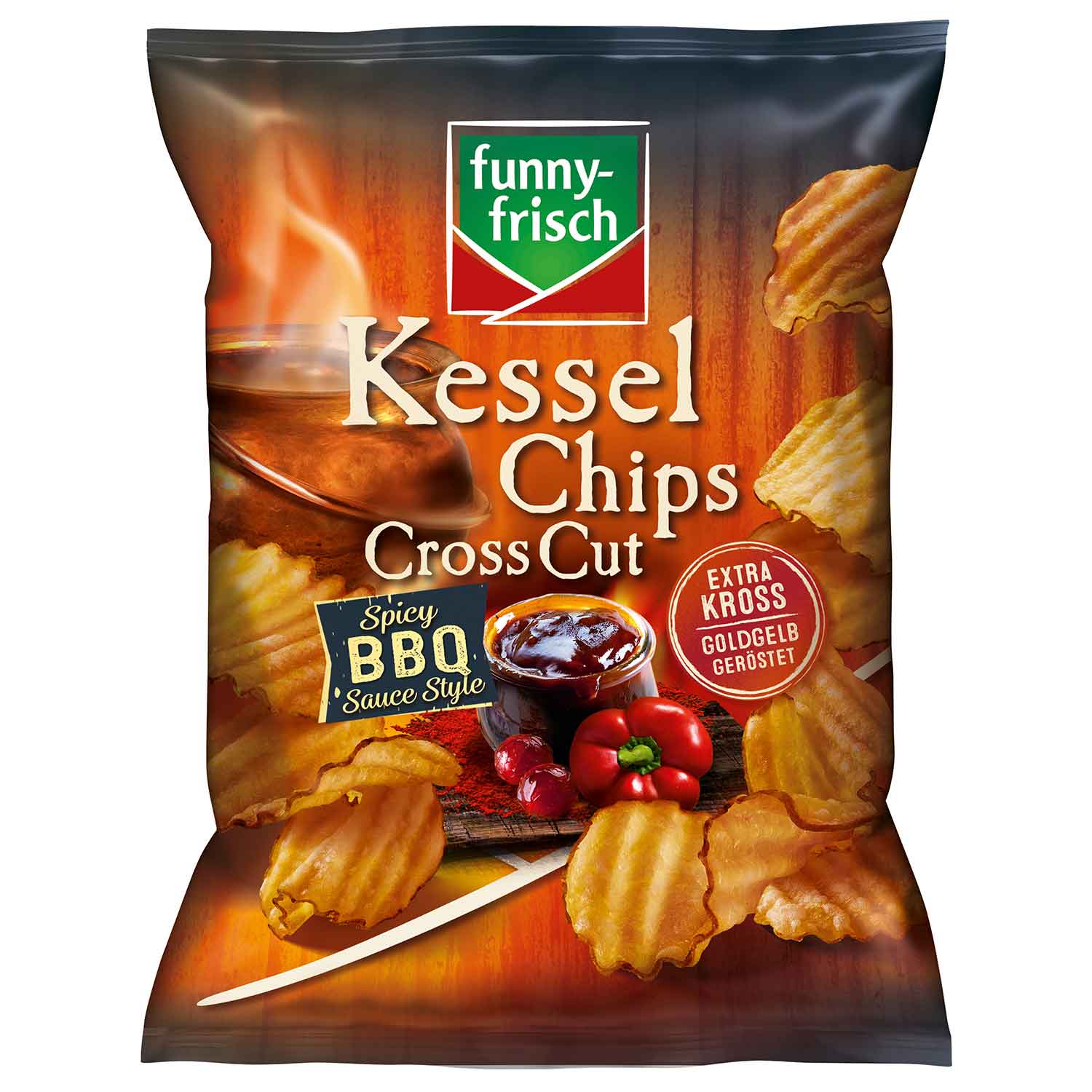 funny-frisch Kessel Chips Cross Cut Spicy BBQ Sauce Style 120g - Erhältlich ab 14.8.26