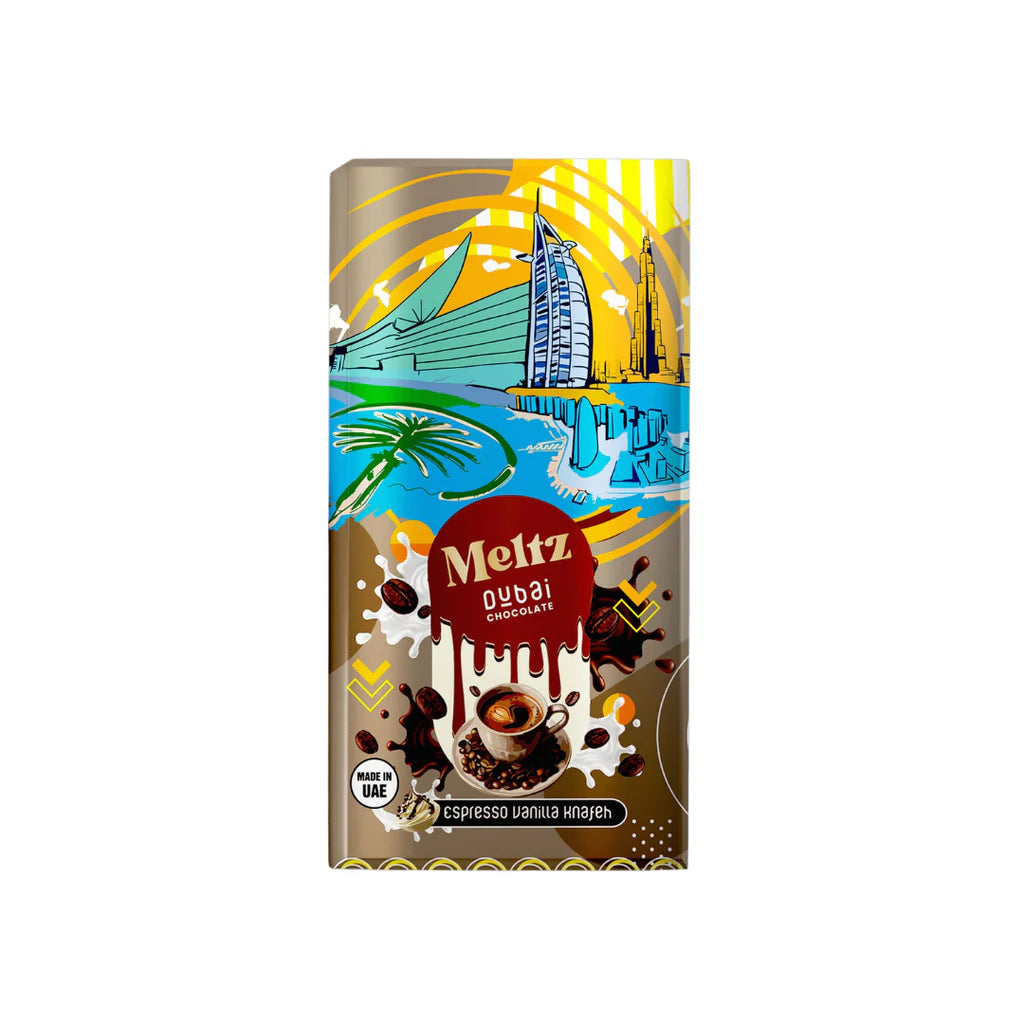 Meltz Dubai Schokolade – Espresso, Vanille & Knafeh-Füllung (75g)