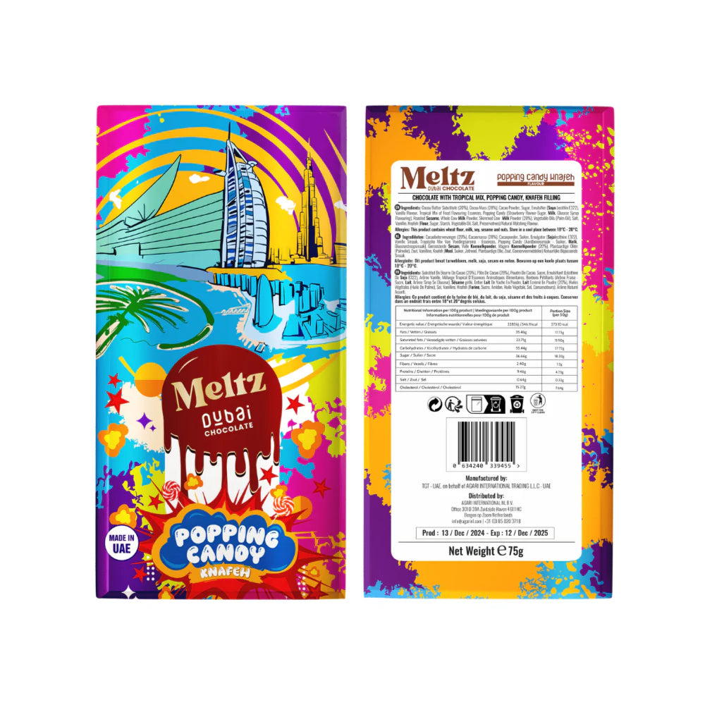 Meltz Dubai Schokolade – Popping Candy & Knafeh (75g) - Bestseller
