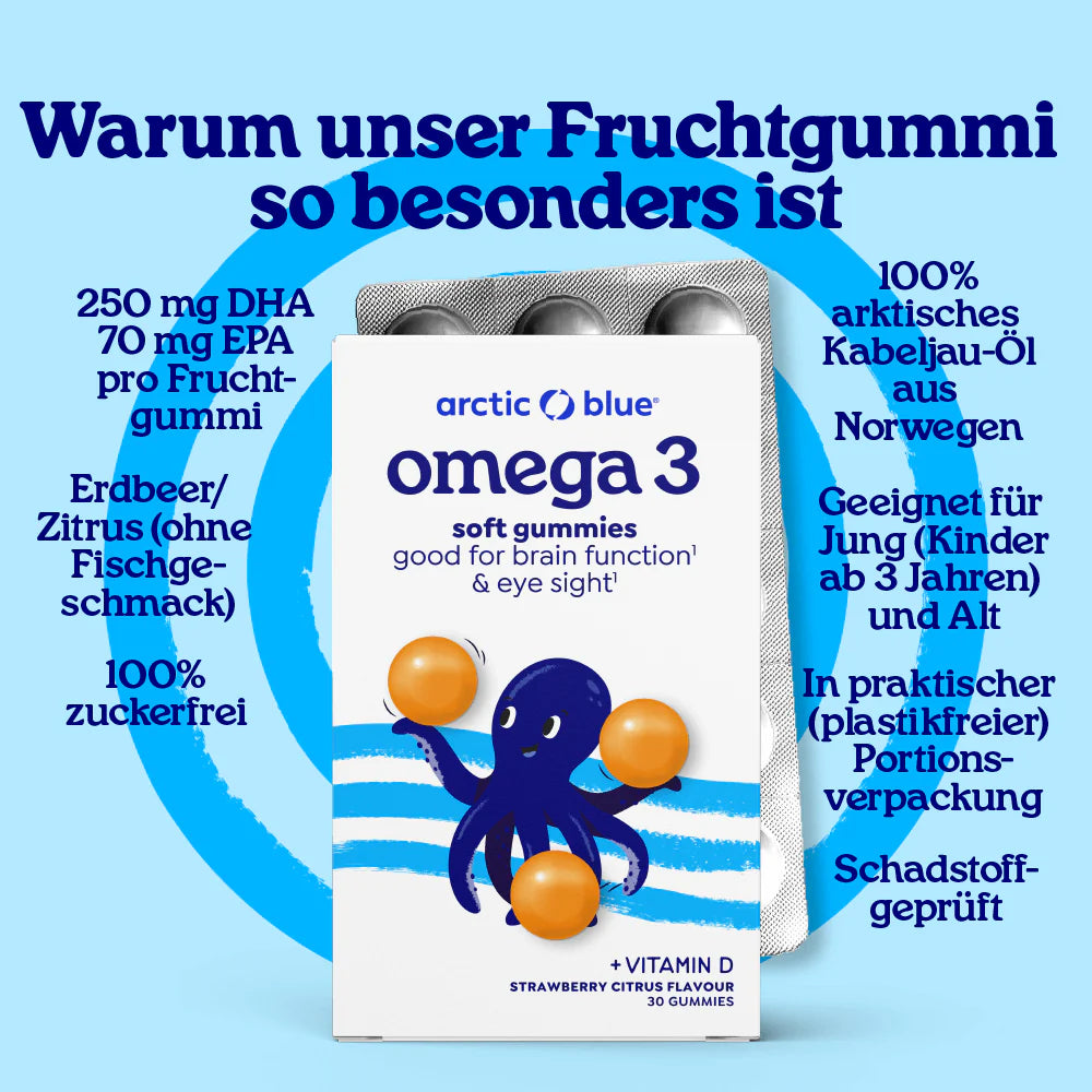 Arctic Blue Omega-3-Gummis DHA + EPA mit Vitamin D3 - MSC (30 Gummibärchen) - Jetzt vorbestellen lieferbar ab 19.5.25