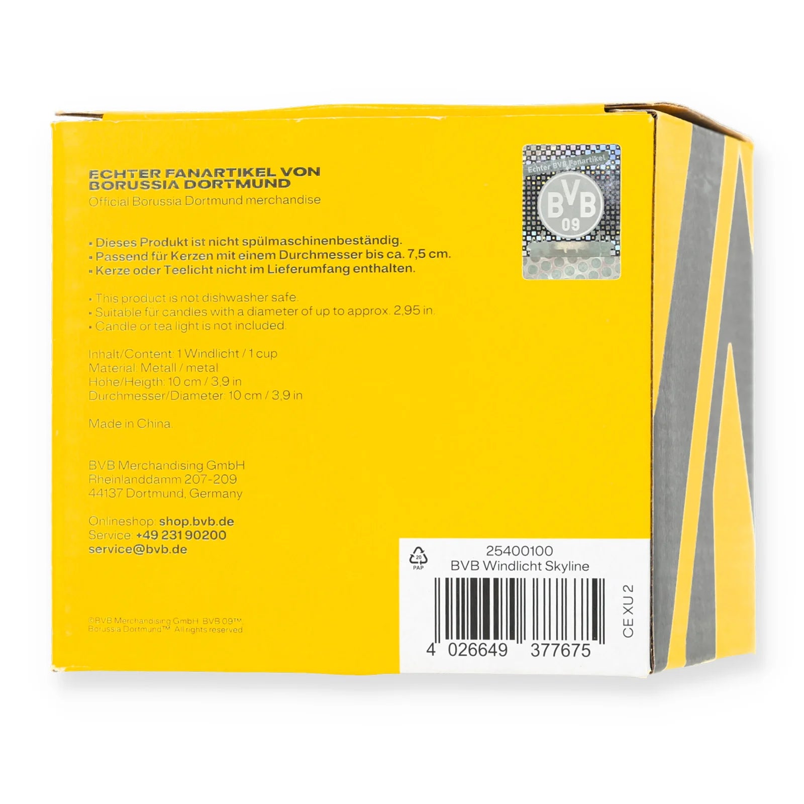BVB Windlicht mit Skyline schwarz