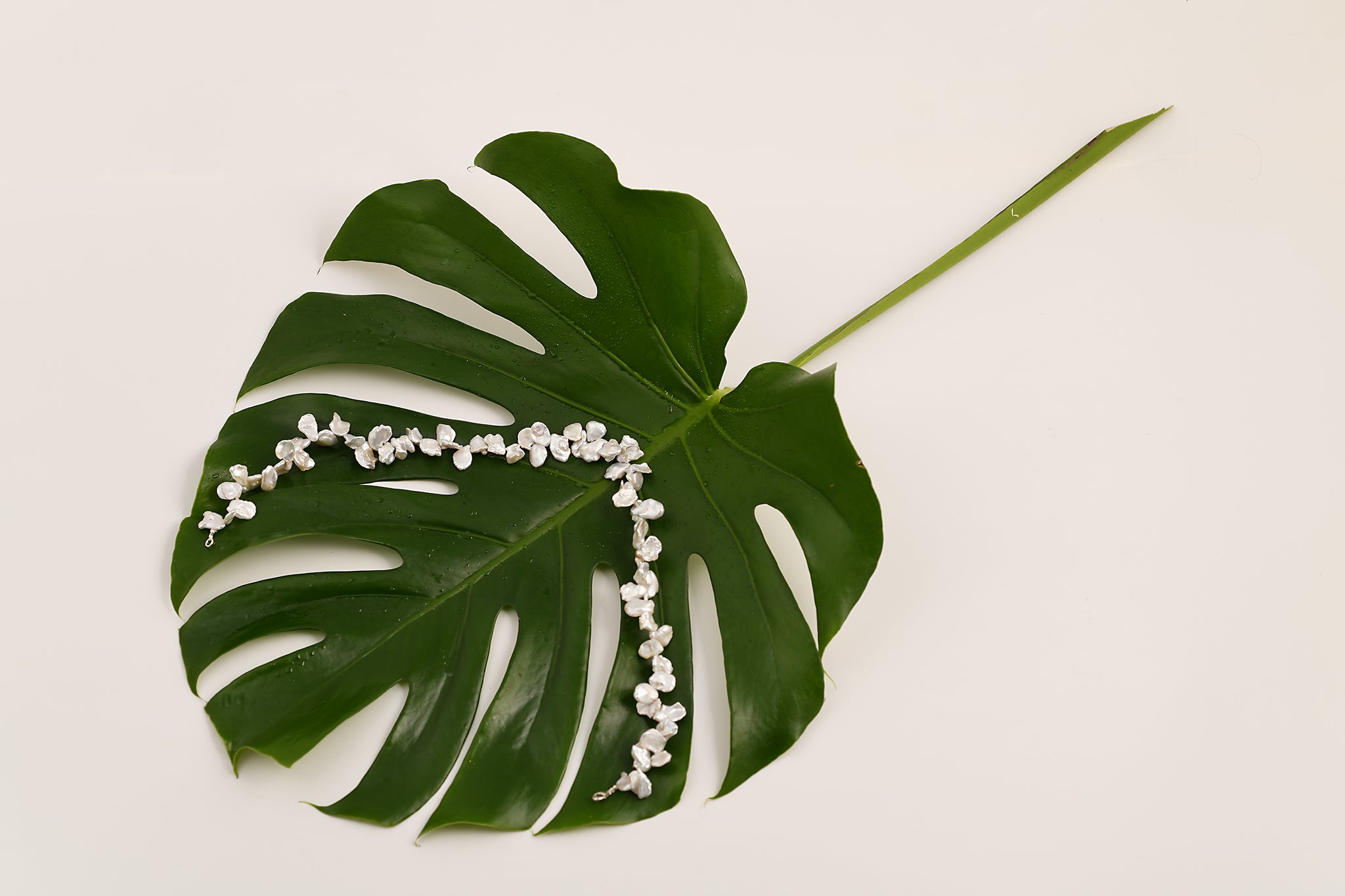 Collier de perles d'eau douce blanches et blanches argentées