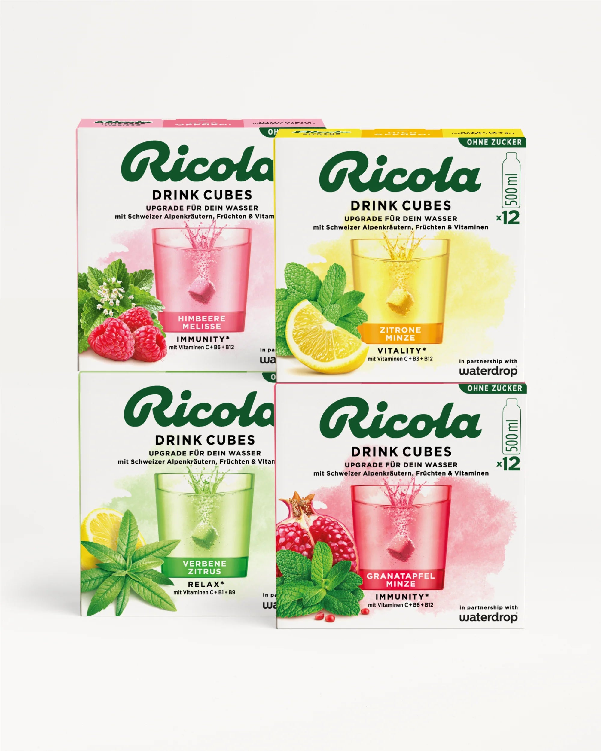 Ricola Drink Cubes Probierpaket - 48 Portionen - Vitamine - Ohne Zucker