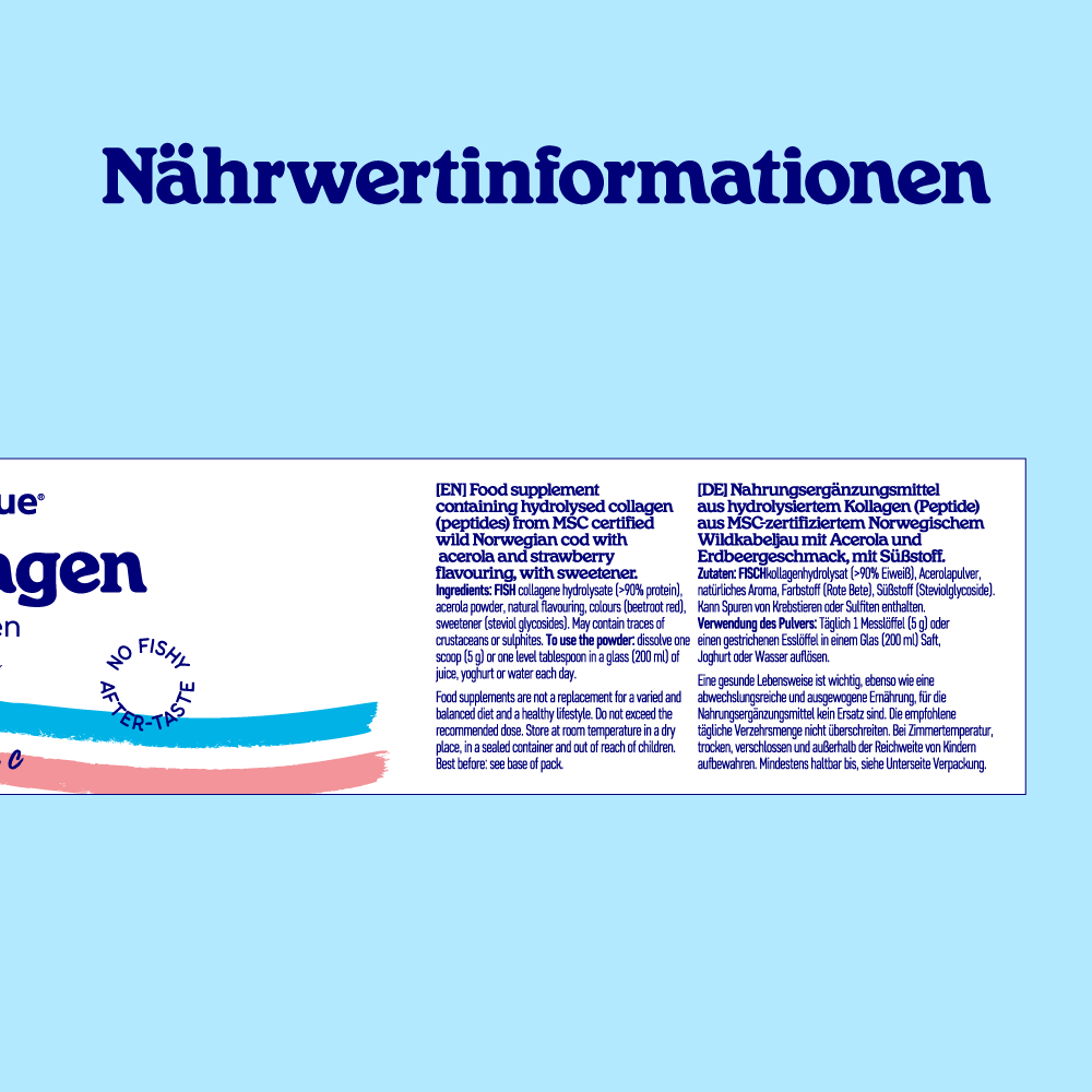 Fischkollagenpulver mit Erdbeergeschmack und Vitamin C - MSC (150 g) - Erhältlich ab 15.6.26