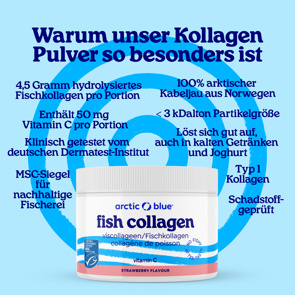 Fischkollagenpulver mit Erdbeergeschmack und Vitamin C - MSC (150 g) - Erhältlich ab 15.6.26