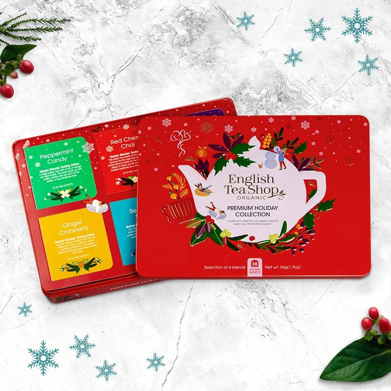 Tee Geschenk in Metalldose "Wintertee-Kollektion" Rot, BIO, 36 Teebeutel