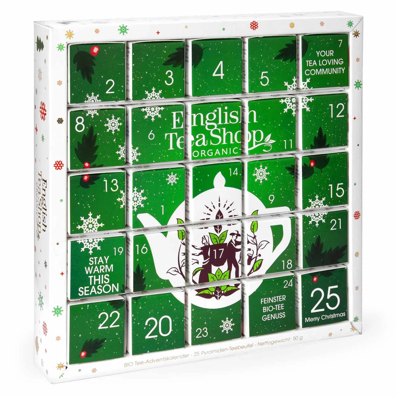 Puzzle Tee Adventskalender "Happy Holiday", BIO, 25 einzelne Boxen - Jetzt vorbestellen erhältlich ab 1.11.2025