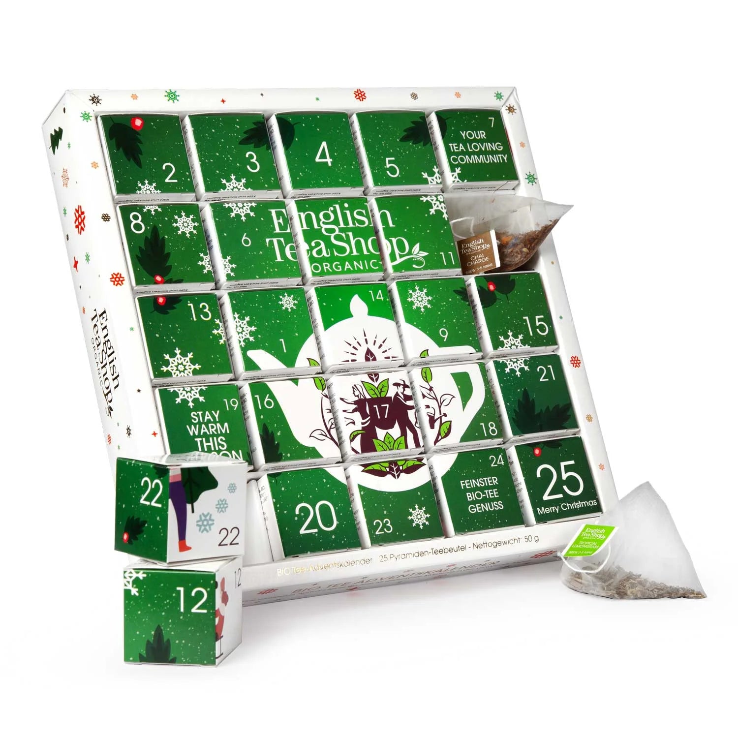 Puzzle Tee Adventskalender "Happy Holiday", BIO, 25 einzelne Boxen - Jetzt vorbestellen erhältlich ab 1.11.2025