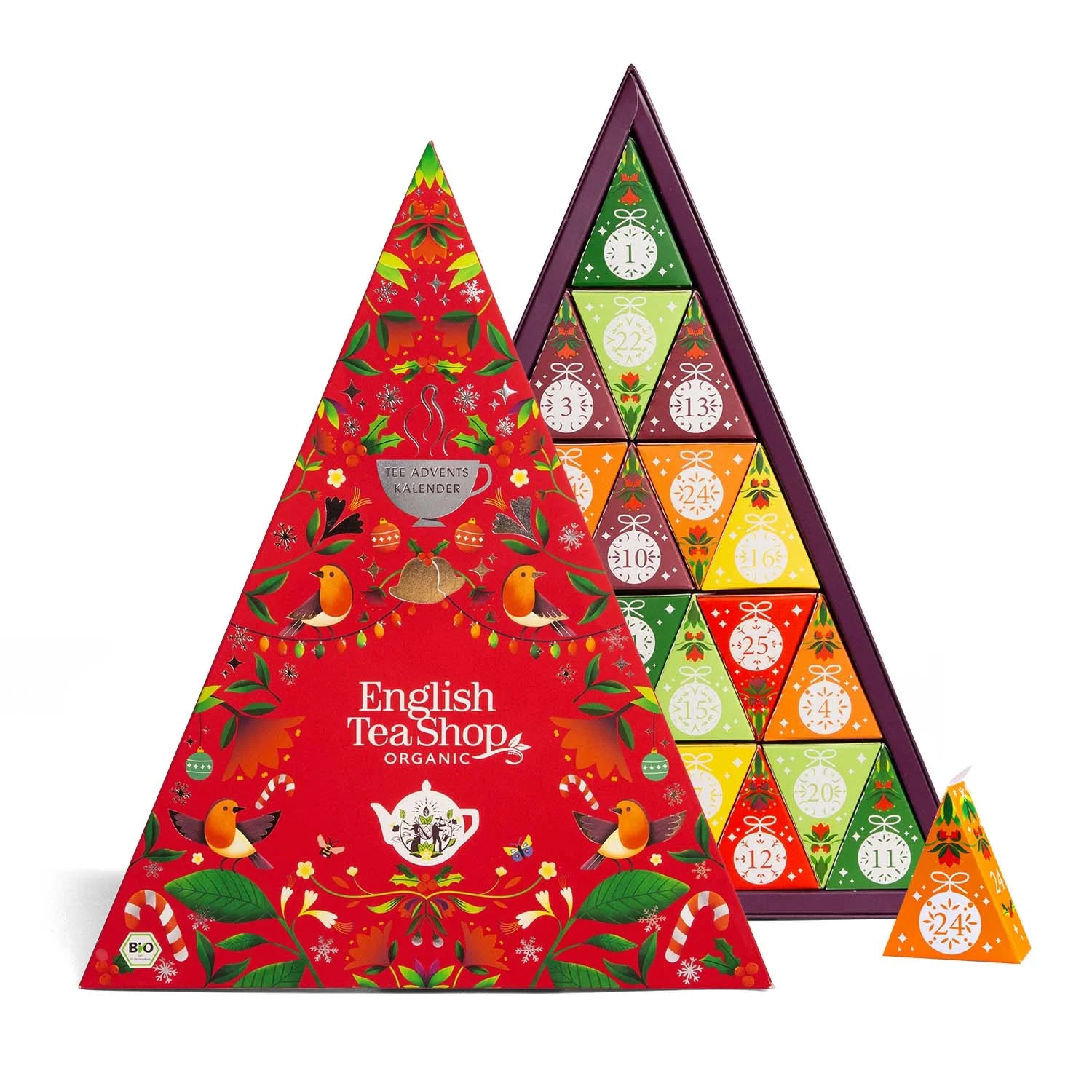 Tee Adventskalender "Mosaik rot", BIO, 25 Pyramidenbeutel - Jetzt vorbestellen erhältlich ab 1.11.2025