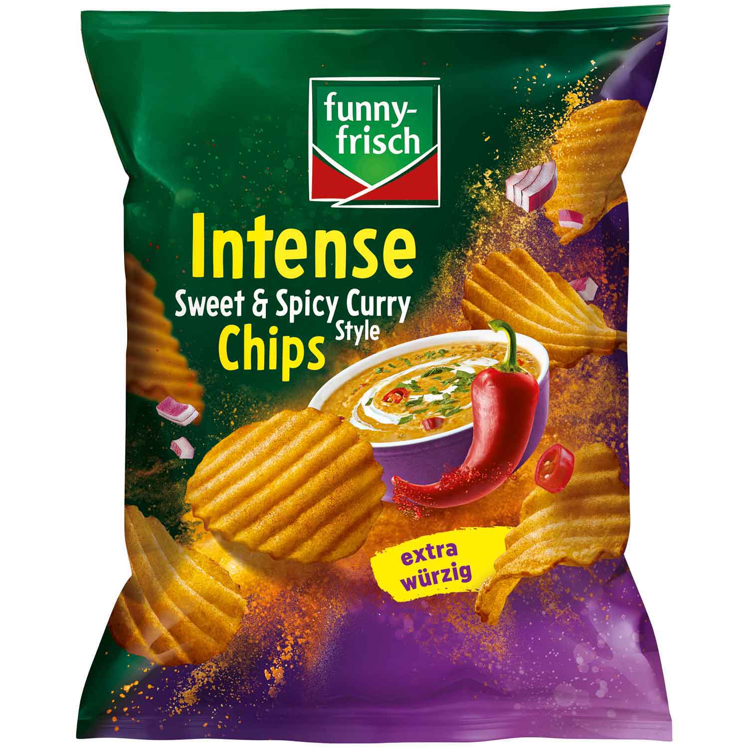 funny-frisch Intense Chips Sweet & Spicy Curry Style 110g - Erhältlich ab 10.8.26