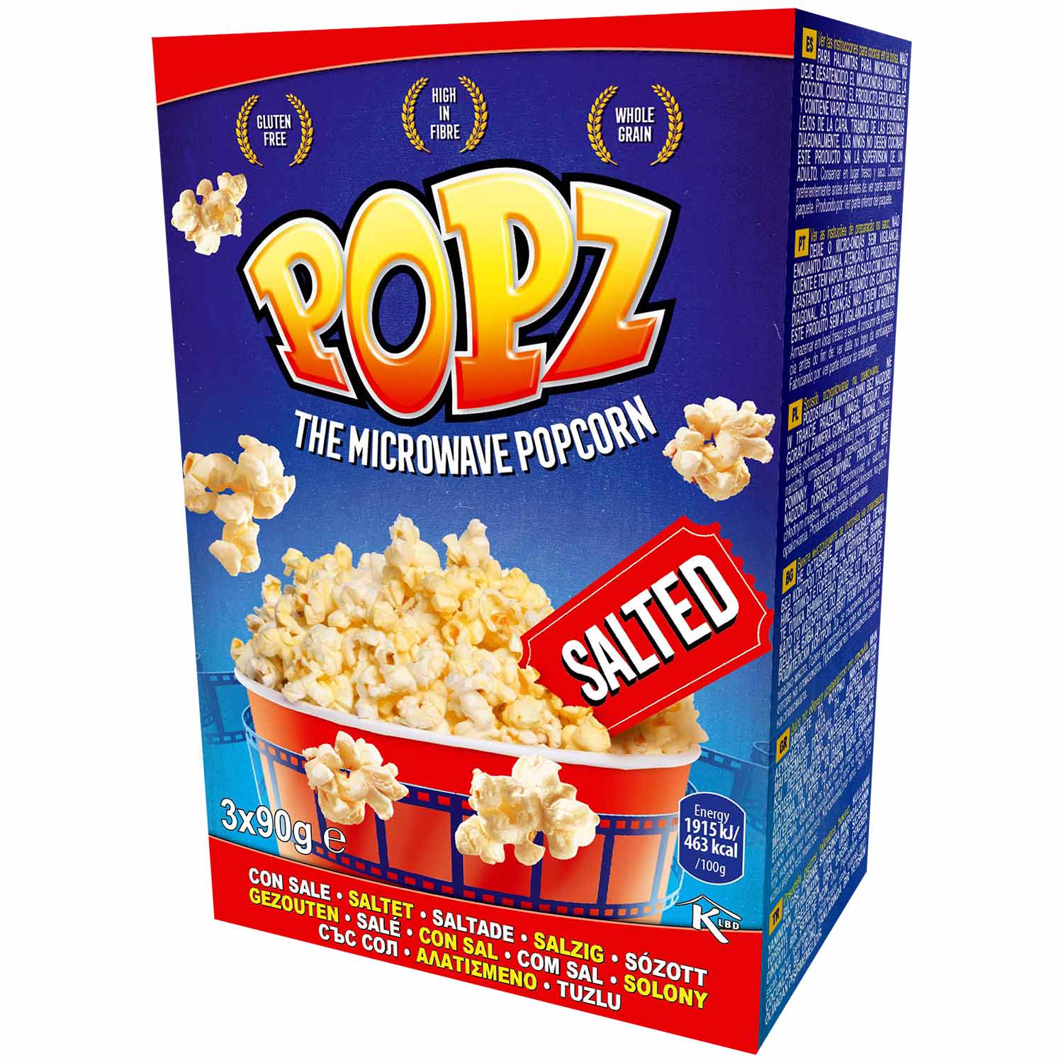 Popz Mikrowellen-Popcorn gesalzen 3x90g